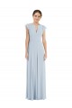 Discount Chiffon A-Line Long Flutter Sleeves V-Back Formal Dress