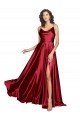 Discount Silky Satin A-Line Long Sleeveless Low Back Black Tie Formal Dress