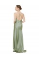 Discount Silky Satin A-Line Long Sleeveless Criss Cross Open Back High Low Formal Dress