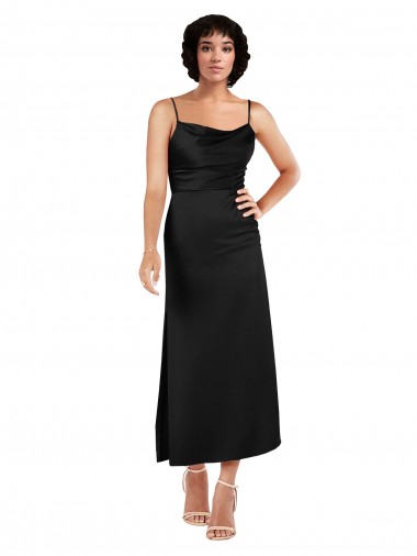 Discount Silky Satin A-Line Tea Length Sleeveless Formal Dress