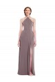 Discount Chiffon A-Line Sleeveless Dusty Rose Formal Gowns