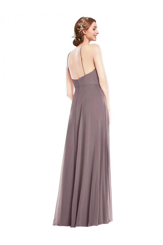 Discount Chiffon A-Line Sleeveless Dusty Rose Formal Gowns