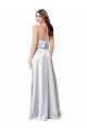 Discount Silky Satin A-Line Long Sleeveless Low Back Formal Dresses