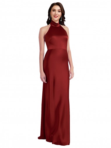 Discount Stretch Satin A-Line Long Sleeveless Backless Black Tie Formal Dress