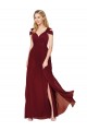 Discount Chiffon A-Line Long Sleeveless Side Slit Formal Dress