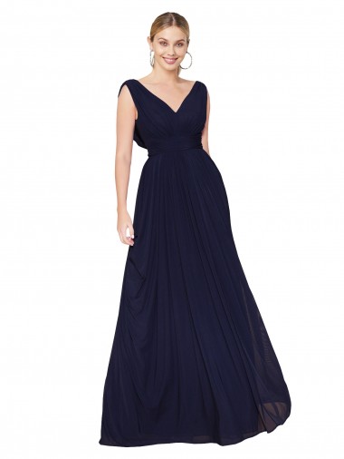 Discount Chiffon A-Line Sleeveless Dark Navy Formal Dress