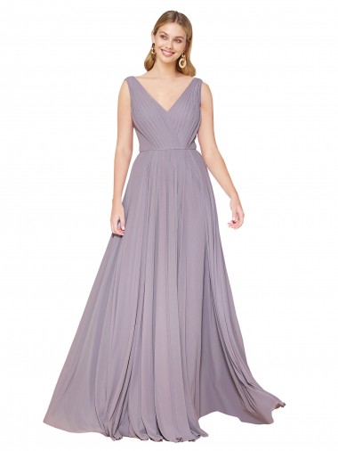 Discount Chiffon A-Line Sleeveless Dusty Rose Formal Dress
