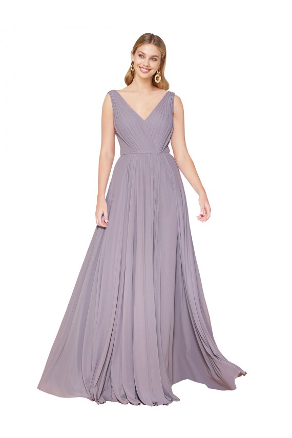 Discount Chiffon A-Line Sleeveless Dusty Rose Formal Dress