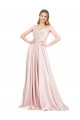 Discount Satin A-Line Long Sleeveless Pink Formal Dress