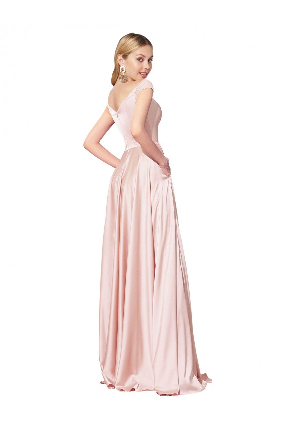 Discount Satin A-Line Long Sleeveless Pink Formal Dress