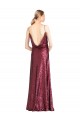 Discount Sequin A-Line Long Sleeveless Burgundy Formal Dress