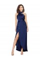 Discount Silky Satin A-Line Long Sleeveless High Low Formal Dress