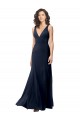 Discount Stretch Crepe A-Line Sleeveless Dark Navy Formal Dress