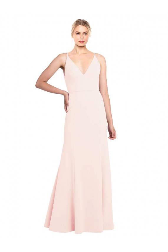 Discount Stretch Crepe A-Line Sleeveless Pink Formal Dress