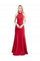Discount Stretch Crepe A-Line Long Sleeveless Open Back Formal Dress