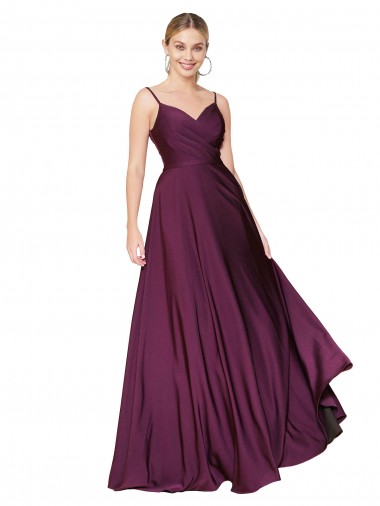 Discount Stretch Crepe A-Line Long Sleeveless V-Back Formal Gowns
