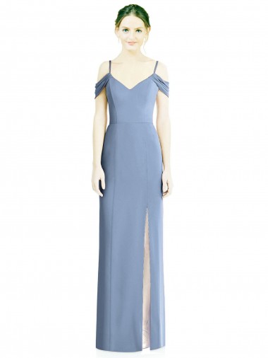 Discount Chiffon A-Line Long Cold Shoulder Open Back Formal Dress