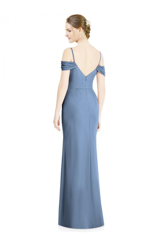 Discount Chiffon A-Line Long Cold Shoulder Open Back Formal Dress