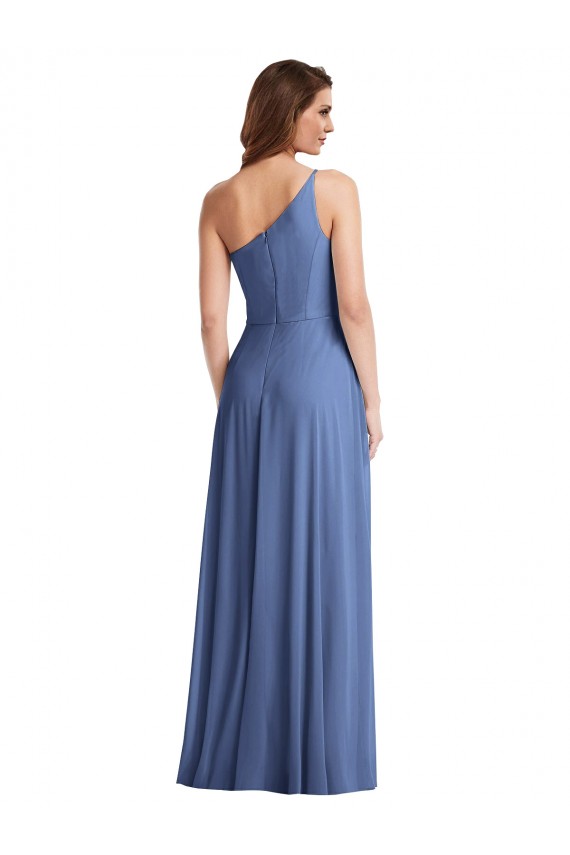 Discount Chiffon A-Line Long Sleeveless Flirty Slit Formal Dress