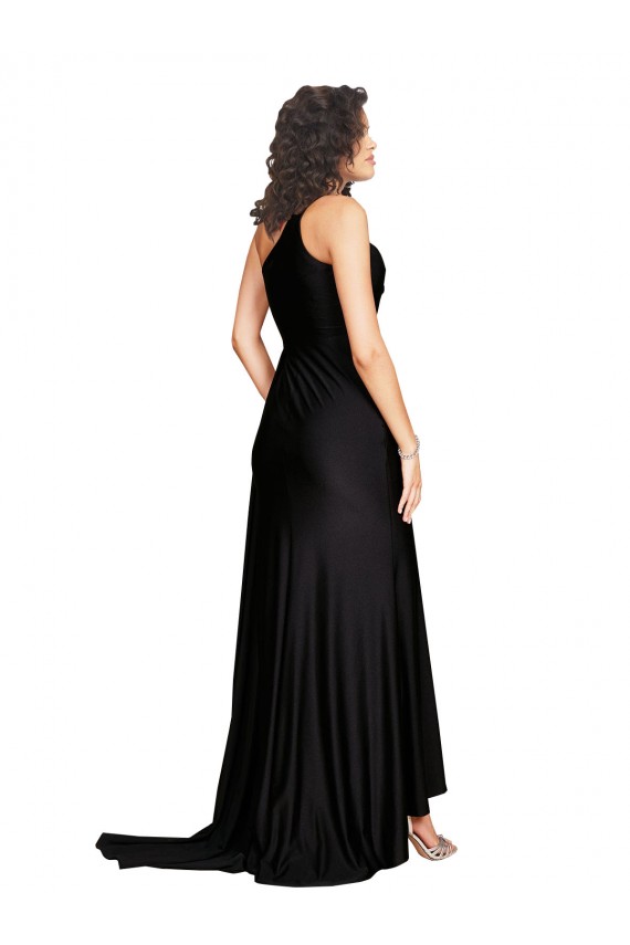 Discount Silky Satin A-Line Long Sleeveless Black Formal Dress