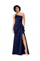 Discount Silky Satin A-Line Long Sleeveless Skirt Slit Formal Dress