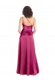 Discount Stretch Satin A-Line Long Sleeveless Open Back Fuchsia Formal Dress
