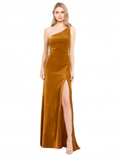 Discount Stretch Velvet A-Line Long Sleeveless Formal Gowns