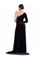 Discount Stretch Velvet A-Line Sweep Train Long Sleeves Formal Dress
