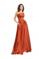 Discount Silky Satin A-Line Sweep Train Sleeveless Low Back Formal Dress
