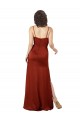 Discount Silky Satin A-Line Long Sleeveless Low Back Skirt Slit Formal Dress