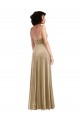 Discount Stretch Velvet A-Line Long Sleeveless Low Back Front Slit Formal Dress