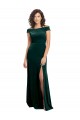 Discount Stretch Velvet A-Line Long Cap Sleeves Formal Dress