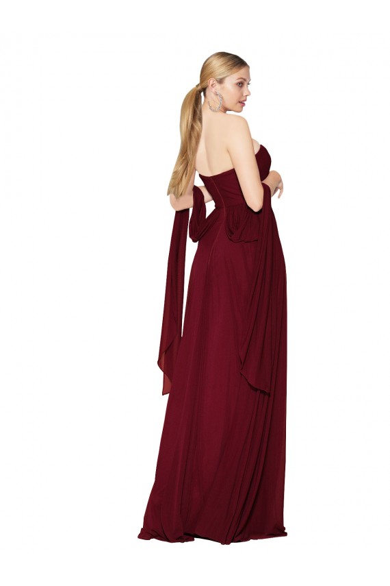 Discount Chiffon A-Line Long Sleeveless Burgundy Formal Dress