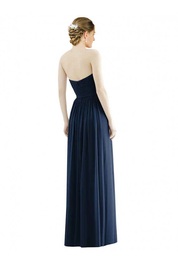 Discount Chiffon A-Line Long Sleeveless Dark Navy Formal Dress