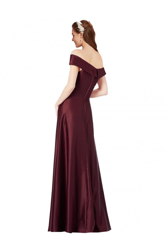 Discount Satin A-Line Long Cap Sleeves Black Tie Formal Dress