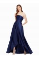 Discount Satin A-Line Long Sleeveless Low Back High Low Formal Dress
