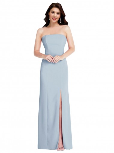 Discount Stretch Crepe A-Line Long Sleeveless Low Back Front Slit Formal Dress