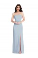 Discount Stretch Crepe A-Line Long Sleeveless Low Back Front Slit Formal Dress