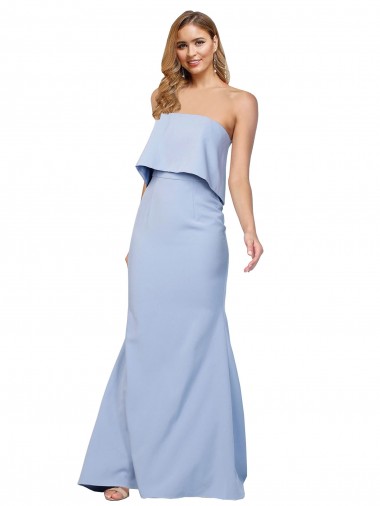 Discount Stretch Crepe A-Line Long Sleeveless Low Back Formal Dress