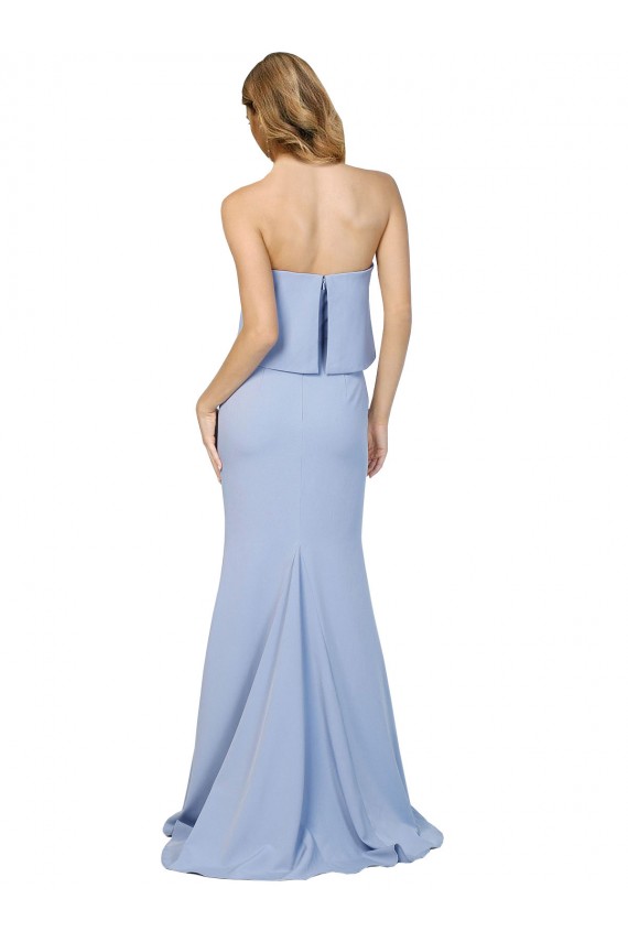 Discount Stretch Crepe A-Line Long Sleeveless Low Back Formal Dress