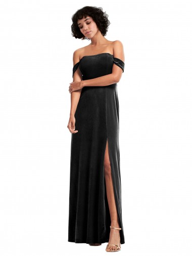 Discount Stretch Velvet A-Line Sleeveless Black Formal Dress