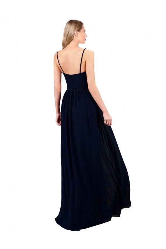 Discount Chiffon A-Line Long Sleeveless High Slit Formal Dress