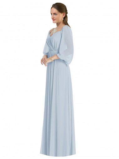 Discount Chiffon A-Line Long Puff Sleeves Formal Dress