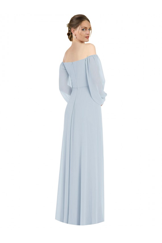 Discount Chiffon A-Line Long Puff Sleeves Formal Dress