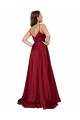 Discount Silky Satin A-Line Long Sleeveless Low Back High Slit Formal Dress