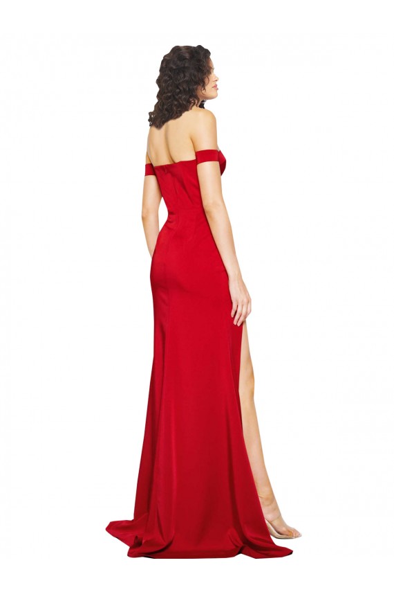 Discount Silky Satin A-Line Long Sleeveless Side Slit Formal Dress