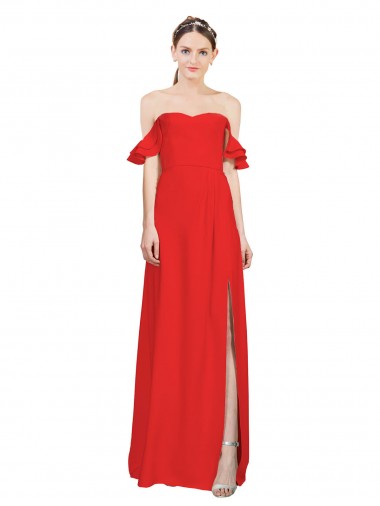 Discount Stretch Crepe A-Line Long Sleeveless Side Slit Formal Dress