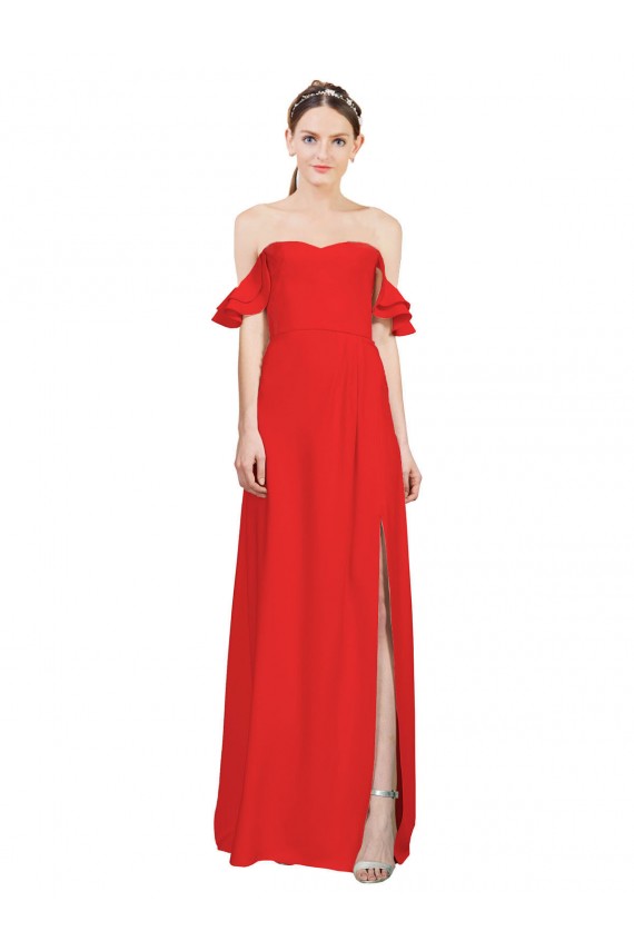 Discount Stretch Crepe A-Line Long Sleeveless Side Slit Formal Dress