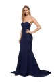 Discount Stretch Crepe A-Line Sweep Train Sleeveless Low Back Formal Dress