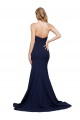 Discount Stretch Crepe A-Line Sweep Train Sleeveless Low Back Formal Dress